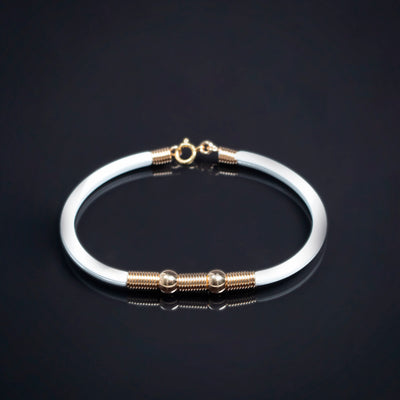 PULSERA ORO LAMINADO 18k CON NEOPRENO Y BOLAS DE 6mm